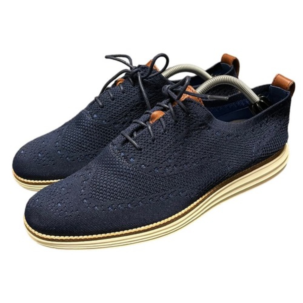 Cole Haan Original Grand Sz 10M Wingtip Oxford Shoes Navy Stitchlite Mens C27960